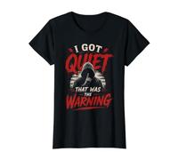 Me quedé Tranquilo Que era la Advertencia introvertido Humor sarcástico Camiseta gráfica económica, Mujer, Negro, M