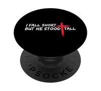 Me quedo Corto Pero él se mantuvo Alto Cristiano Jesús Biblia Fe PopSockets PopGrip Adhesivo