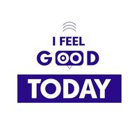 Me siento bien hoy, tipografía moderna, divertida, motivacional e inspiradora. Calcomanías de pared 52x67cm Decoración de carrocerías Azul oscuro