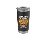 Me siento como quiero una actitud cómoda de gato retro Vaso térmico de acero inoxidable de doble pared