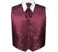 ME&SLEEVE 3 piezas clásico esmoquin de boda para hombre chaleco paisley corbata ascot y pañuelo