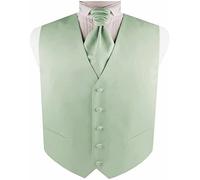ME&SLEEVE chaleco formal clásico de 3 uds para hombre + pañuelo + corbata ascot para traje de graduación esmoquin boda