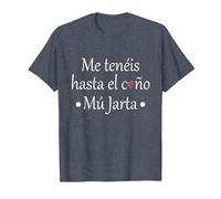 Me teneis hasta el c. Mu Jarta Camiseta, Hombre, Azul Jaspeado, XXL