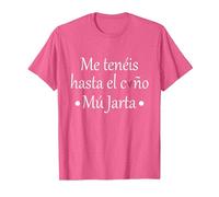 Me teneis hasta el c. Mu Jarta Camiseta, Hombre, Rosa Jaspeado, XL