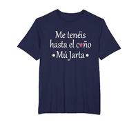 Me teneis hasta el c. Mu Jarta Camiseta, Hombre Tallas Grandes, Azul Marino, 5X Alto