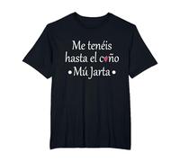 Me teneis hasta el c. Mu Jarta Camiseta, Hombre Tallas Grandes, Negro, 4X Alto
