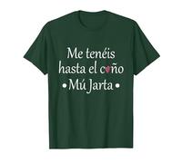 Me teneis hasta el c. Mu Jarta Camiseta, Hombre, Verde Bosque, L
