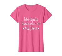 Me teneis hasta el c. Mu Jarta Camiseta, Mujer, Rosa Jaspeado, 3XL