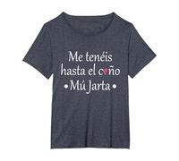 Me teneis hasta el c. Mu Jarta Camiseta, Mujer Tallas Grandes, Azul Jaspeado, 5XL Grande