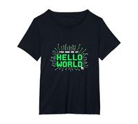 Me tenías en Hello World - Retro Coder Tech Camiseta, Mujer Tallas Grandes, Negro, 1XL Grande