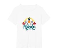 Me tenías en Mahalo: Piña Tropical Hawaiana Camiseta, Mujer Tallas Grandes, Blanco, 1XL Grande
