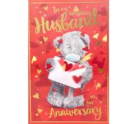 Me To You Bear HUSBAND - Tarjeta holográfica 3D de aniversario para marido, color blanco, 153 mm x 230 mm, ALM93047