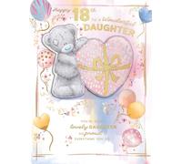 Me To You Tarjeta de felicitación de 18 cumpleaños hecha a mano para hija con texto en inglés "Happy 18th To A Wonderful Daughter" (9 x 12 pulgadas), colección oficial