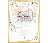 Me To You - Tarjeta de Navidad en caja de lujo para un marido maravilloso, osos de peluche Tatty Sit Snuggled Together In The Snow (22,8 x 30,5 cm), colección oficial