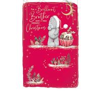 Me To You Tatty Teddy For a Brilliant Brother - Tarjeta de Navidad, diseño de peluche con pudín de Navidad, colección oficial