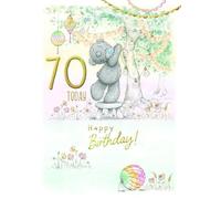Me To You Tatty Teddy - Tarjeta de 70 cumpleaños, diseño de oso con linternas, colección oficial (5 x 7 pulgadas)