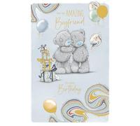 Me To You Tatty Teddy - Tarjeta de cumpleaños con texto en inglés "For My Amazing Boyfriend" de lujo de lámina dorada, osos con cajas de regalo y globos, 15,2 x 22,8 cm, colección oficial