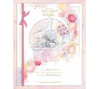 Me To You Tatty Teddy - Tarjeta de cumpleaños hecha a mano en caja de lujo para esposa, oso con té, 20,3 x 25,4 cm, colección oficial