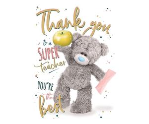Me To You Tatty Teddy - Tarjeta de felicitación con texto en inglés Thank You To A Super Teacher, 12,7 x 17,8 cm, colección oficial