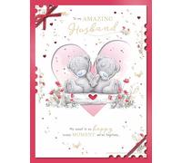 Me to You Tatty Teddy - Tarjeta de felicitación para el día de San Valentín hecha a mano con texto en inglés "To my Amazing Husband", 30,5 x 22,8 cm, colección oficial