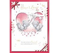 Me to You Tatty Teddy - Tarjeta de felicitación para el día de San Valentín hecha a mano con texto en inglés "To the One I Love, Bears On A Swing", 30,5 x 22,8 cm, colección oficial