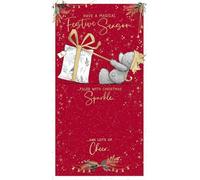 Me To You Tatty Teddy - Tarjeta de Navidad con detalles de lámina dorada de lujo, colección oficial