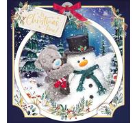 Me to You Tatty Teddy - Tarjeta de Navidad en 3D con placa de recuerdo estilo bola, diseño de muñeco de nieve de 15,2 x 15,2 cm, colección oficial