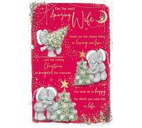Me To You Tatty Teddy - Tarjeta de Navidad para la esposa más increíble, bonita tarjeta con inserto de papel ilustrado, 15,2 x 22,4 cm, colección oficial