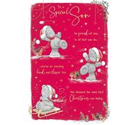 Me To You Tatty Teddy - Tarjeta de Navidad para un hijo especial, peluche con bolas de nieve, colección oficial