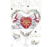 Me To You Tatty Teddy - Tarjeta de Navidad plegable de lujo hecha a mano con texto en inglés «To The One I Love», colección oficial