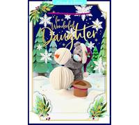 Me To You Tatty Teddy - Tarjeta de recuerdo de Navidad en 3D para tu maravillosa hija, Tatty Teddy Construyendo un muñeco de nieve, 15.2 x 9 pulgadas, colección oficial