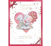 Me to You Tatty Teddy - Tarjeta de San Valentín hecha a mano con texto en inglés "To my Wonderful Wife" (30,5 x 22,8 cm), colección oficial