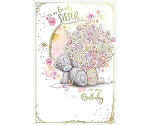 Me to You Tatty Teddy To My Lovely Sister - Tarjeta de cumpleaños hecha a mano de lujo (15,2 x 22,8 cm), colección oficial