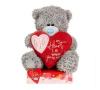 Me to You Tatty Teddy 'Wife Age 3+ - Oso con texto en inglés «Wife Age 3+ - My Heart is Where You are», 15 cm, colección oficial del día de San Valentín, color gris