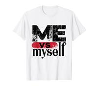 Me VS Myself Rivalry Competition Quotes Graphic Camiseta gráfica económica, Hombre, Blanco, L
