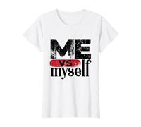 Me VS Myself Rivalry Competition Quotes Graphic Camiseta gráfica económica, Mujer, Blanco, S