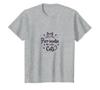 Me with Cats, Lindo Amante de los felinos de Purr-suadse Camiseta, Niños, Gris Jaspeado, 6 años
