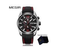 (ME206302 con caja) Reloj MEGIR para hombre, marca de lujo, cronógrafo automático, fecha, resistente