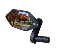 MEACHOW 2022 - Espejo de bicicleta con extremo de barra, espejo de vidrio UHD de grado automotriz, espejos retrovisores seguros, resistentes a los arañazos lado izquierdo azul ME-022LB