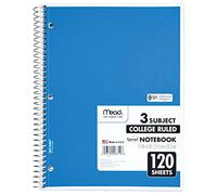 Mead 06710 - Cuaderno en espiral, 3 temas, 120 hojas, 28 x 8 cm, color seleccionado, color Color Selected For You 8-1/2 x 11"