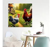 Meadow Chicken Jigsaw Puzzle 150 Pieces 65x65cm/26x26inch, Difficult Jigsaw Puzzles for Adults 150, Beautiful Art Work, Great Festive Puzzle Gift for Men/Women
