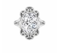 Meadows Anillo de plata de ley 925, anillo de piedra preciosa ovalada, diseño solitario de filigrana, regalo bohemio R-15, 55 (17.5), Piedra preciosa, Circonita