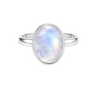 Meadows Anillo en plata de ley 925 ovalada piedras preciosas declaración anillo para las mujeres diseño solitario Boho joyería regalo R-16, 48 (15.3), Piedra preciosa, Piedra lunar