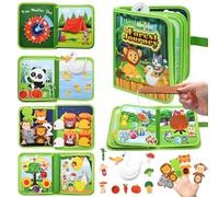 Meafeng Libro Montessori 1 año - 20 en 1 Busy Board de Actividad, Libro Interactivo Juguetes Montessori para Niños 1 2 3 años - 10 Páginas Animales Forestales