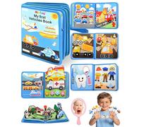 Meafeng Libro Montessori 1 Año - Busy Board 24 en 1 de Transporte, Libro Interactivo Sensorial para Niños 1 2 3 Años, Quiet Book Educativo con 10 Páginas de Actividades