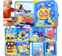 Meafeng Montessori 1 año, 20 en 1 Busy Board de Actividad, Libro Interactivo Juguetes Montessori para niños 1 2 3 4 años, 10 páginas Animales Océanos