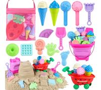 Meaicezli Juguetes de playa, juguetes de arena de hielo con cubo de playa plegable, cuchara de hielo y carro, moldes de arena, bolsa de malla, juguetes de viaje para verano al aire libre