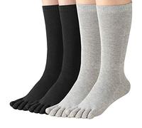 Meaiguo Calcetines deportivos de algodón para correr con cinco dedos para mujer, Crew01 Negro y gris, Talla única
