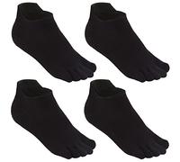 Meaiguo - Calcetines para correr con cinco dedos para hombre y mujer, 4 unidades - Negro - talla única