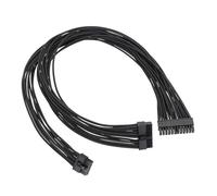 MEAKTSMI Cable de alimentación modular de 10 pines + 18 pines hasta 24 pines, 18 AWG, negro, cable plano para ordenador, 60 cm de largo